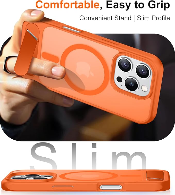 Magnetic Compatible with iPhone 16 Pro Case, [Built-in Invisible Kickstand][Compatible with MagSafe][Military Grade Shockproof] Slim Translucent Matte Phone Case for iPhone 16 Pro 6.3"