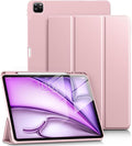 DTTO for iPad Air 13 Inch Case M4/M3/M2 2026/2025/2024, iPad Pro 12.9 Inch Case (6th/5th/4th/3rd Gen), Smart Slim Trifold Stand Soft Cover with Pencil Holder, Rose Gold