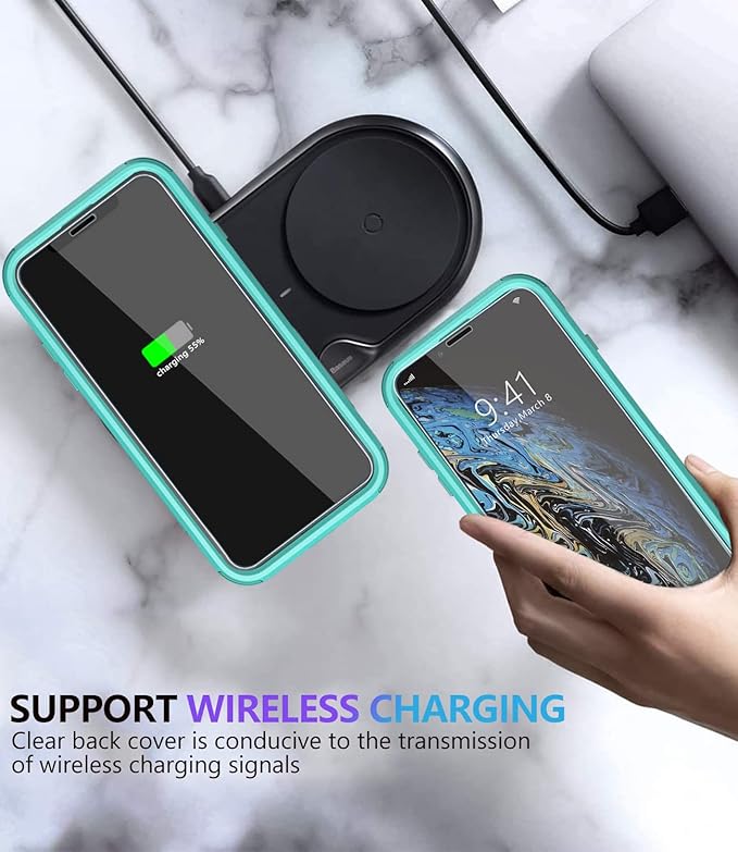 Diverbox for iPhone X Case/iPhone Xs Case [Shockproof] [Dropproof] [Tempered Glass Screen Protector ] Heavy Duty Protection Phone Case Cover for Apple iPhone X/XS (Teal)