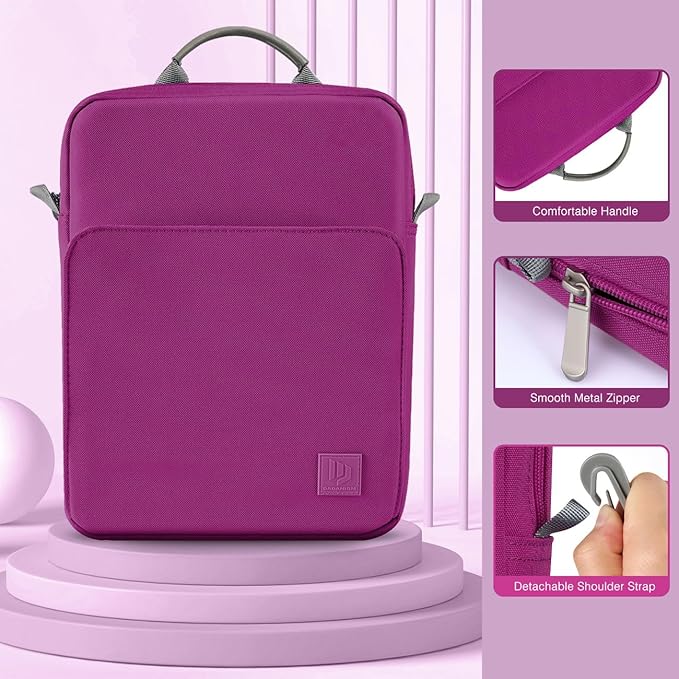 Dadanism 9-11 Inch Tablet Sleeve Bag Carrying Case with Shoulder Strap for iPad (A16) 11", iPad 10th Gen 10.9", iPad Air M4/Pro M5 11", iPad 9/8/7th 10.2", Galaxy Tab A11+ Plus 11", Fuchsia