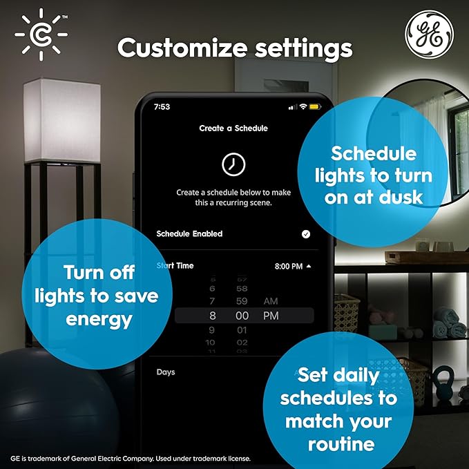 Cync GE Smart LED Light Bulbs, G25 Globe Bulb, Room Décor Aesthetic, Color Changing Light Bulbs, 60W Equivalent, Works with Amazon Alexa and Google Home (2 Pack)