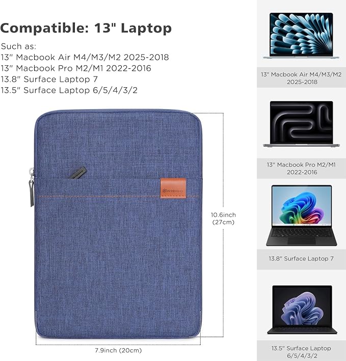 NIDOO 13 Inch Laptop Sleeve Case Protective Carrying Bag Computer Cover for 13.6" 13" MacBook Air/ 14" MacBook Pro/Surface Laptop 7/ ThinkPad X13 L13 E14 L14 T14s/ Yoga 7/ ThinkBook 14/13.4" XPS 13