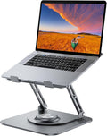 JOYEKY Laptop Stand for Desk, Adjustable Computer Stand with 360° Rotating Base, Ergonomic Laptop Riser for Collaborative Work, Foldable & Portable Laptop Stand, fits for All 10-16" Laptops (Grey)