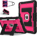 Kids Friendly Case for Apple iPad 10.2" 9th 8th 7th Generation 2021/2020/2019 Case with Pencil Holder & Shoulder Strap, Military Grade Shockproof Kickstand Hard Shell Protective Cover,Black+Rose
