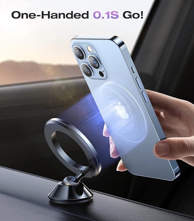 VICSEED Fit for MagSafe Car Mount [Colorful Gradient] Magnetic Phone Holder for Car Dashboard [Lasting & Never Fall] All Metal Sturdy Phone Mount for Car Dash Fit iPhone 16 Pro Max 15 14 13 12 Samsung