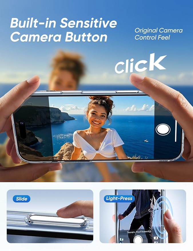 MAGIC JOHN for iPhone 17 Air Case [Camera Control Button] [Compatible with MagSafe] Scratch-Resistant Cover, Military-Grade ShockAirof, Magnetic Phone Case for iPhone 17 Air, Clear