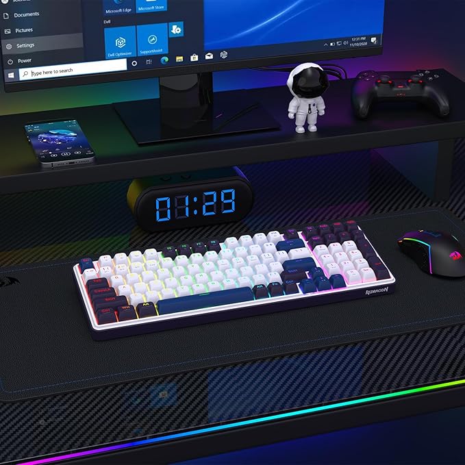 Redragon K744 PRO 99 Keys Wireless Gasket RGB Gaming Keyboard, 3-Mode Mechanical Keyboard w/Hot-Swap Socket, Round PBT Keycaps & 5-Layer Noise Dampening, Custom Linear Switch