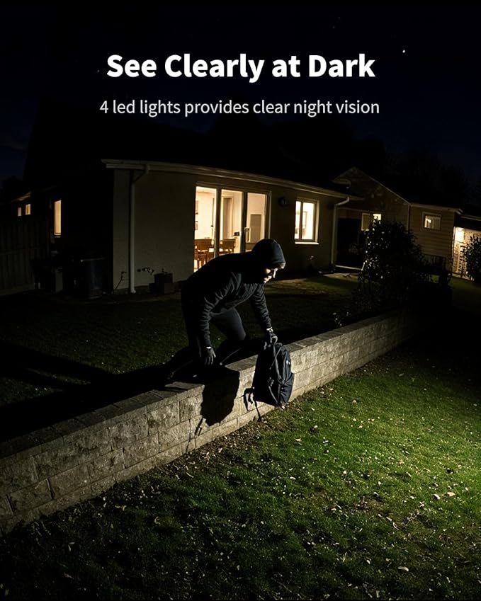 Aume 4MP Solar Security Cameras Wireless Outdoor (2-cam-kit), No Subscription Required, Color Night Vision, 360° PTZ Viewing, Instant Alerts, Support 2.4Ghz &5Ghz WiFi Home Security System for House