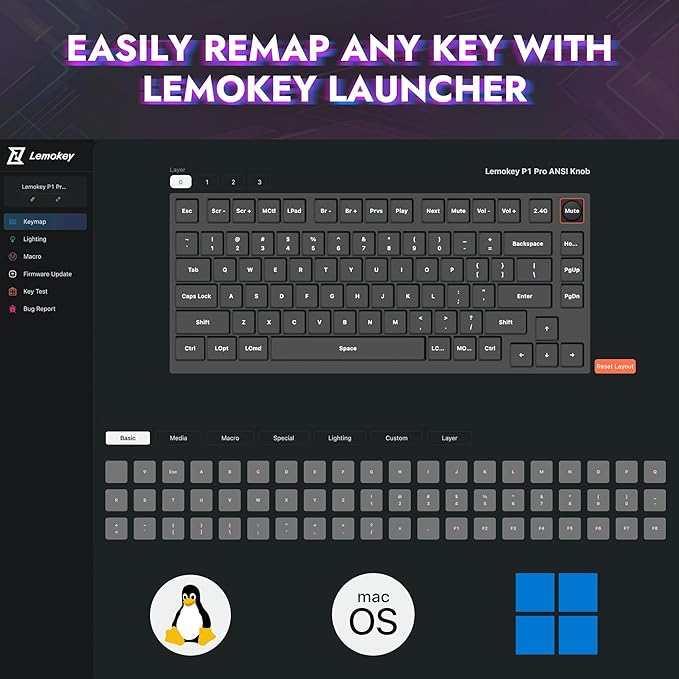 LEMOKEY P1 Pro Wireless Custom Mechanical Keyboard, Full Aluminum 2.4 GHz Bluetooth RGB Backlit 75% Layout with Hot-swappable KEYCHRON Super Brown Switch Compatible with Mac Windows Linux