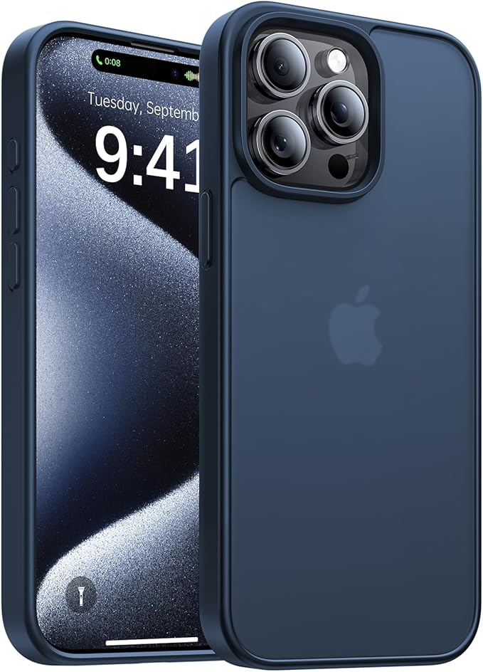 for iPhone 15 Pro Max Case[Military-Grade Drop Protection][Anti-Yellowing] Shockproof Protective Translucent Matte Cover for iPhone 15 Pro Max Phone Case,Deep Blue