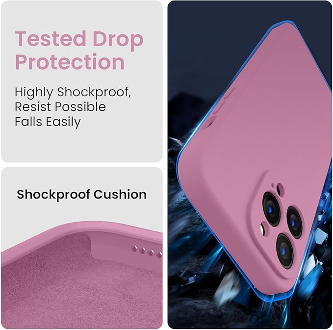 FireNova for iPhone 14 Pro Case, Silicone Upgraded [Camera Protection] Phone Case with [2 Screen Protectors], Soft Anti-Scratch Microfiber Lining Inside, 6.1 inch, Lilac Purple