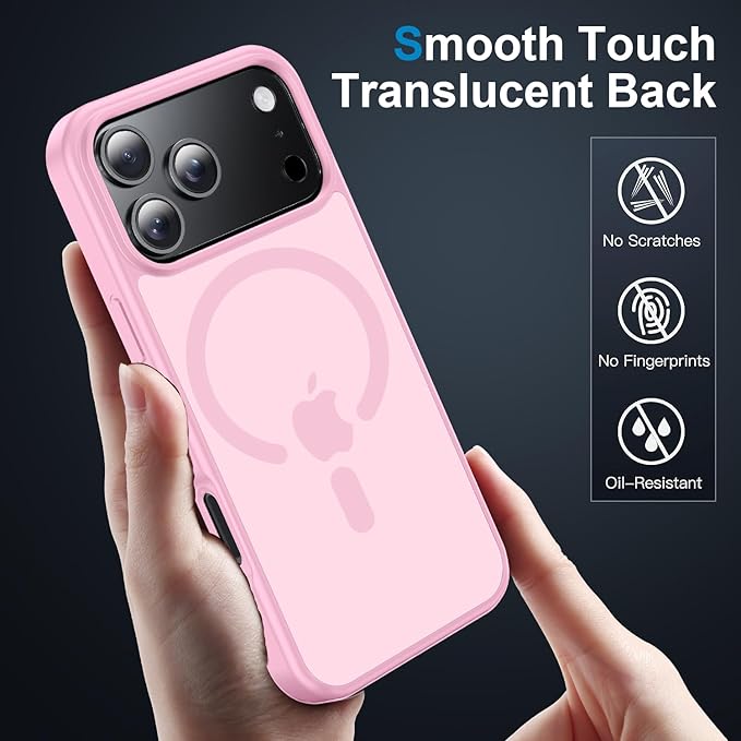 Strong Magnetic for iPhone 17 Pro Case with Camera Lens Protector [ Military-Grade Protection] Compatible with MagSafe Shockproof Slim Thin Cover case for iPhone 17 Pro 6.3 inch, Light Pink