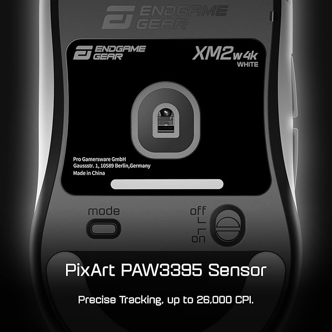 ENDGAME GEAR XM2w 4k Wireless Gaming Mouse – 4000Hz Polling Rate, Kailh GX Switches, PixArt PAW3395 Sensor, Lightweight ~62 g, White