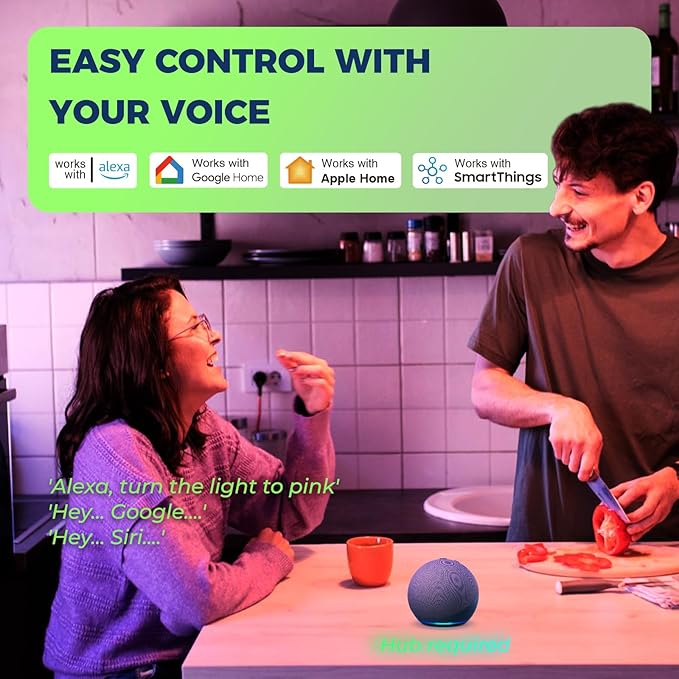 Lightinginside Matter Smart Light Bulbs Compatible with Alexa/Siri/Apple Home/Google Home/SmartThings, WiFi A19 E26 RGBCW Color Changing Light Bulb 800LM 9W 60W Equivalent, 2.4G WiFi, ETL Listed, 4PCS