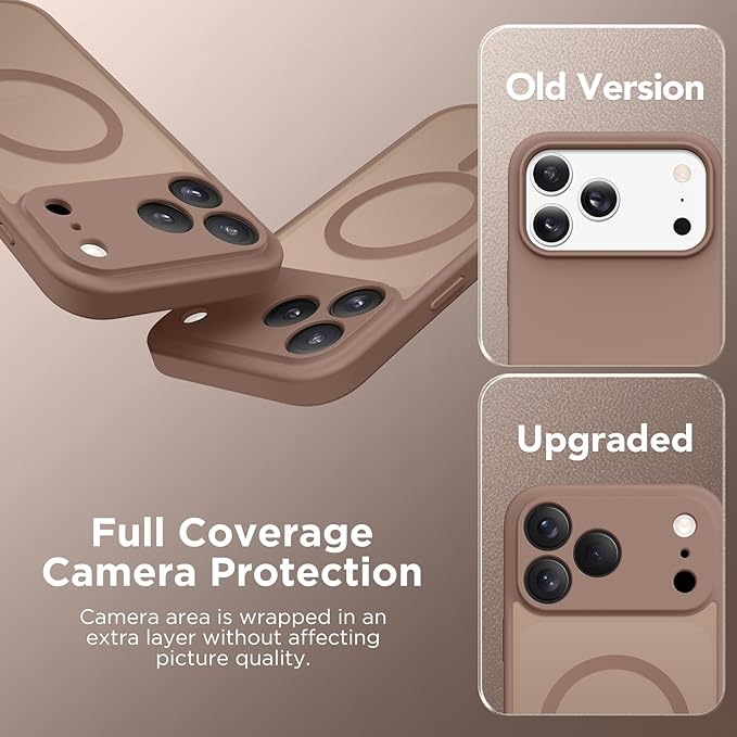 CAPRARO Magnetic for iPhone 17 Pro Case, Upgraded [Full Camera Protection] [Compatible with MagSafe] Protective Translucent Matte Women Girl Phone Case Cover, Brown