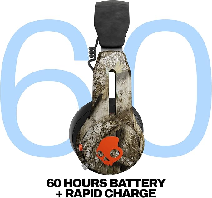 Skullcandy Icon ANC Wireless On-Ear Bluetooth Headphones, Active Noise Cancelling, 60 Hours Battery, Sweat Water Resistant, Foldable Durable Travel Ready, Microphone for iPhone Android - Realtree APX