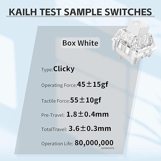 Outemu 45PCS Crystal Blue Clicky Mechanical Keyboard Switches,3-Pin Hot-Swappable Pre-Lubricated Switch with 1 Kailh Switches,Crisp Click Sound,for Gaming Keyboards & 3D Print Accessories