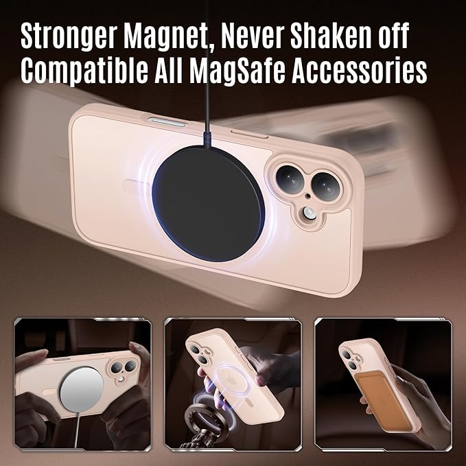 Symcele Designed for iPhone 17 Case, Compatible with MagSafe, [Camera Protection] [15FT Military Droptection] Shockproof Translucent Matte Anti-Slip Phone Case, 6.3", Light Brown