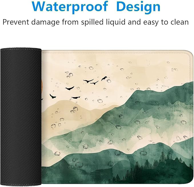 Mountains Desk Pad Mouse Pad Green Yellow Forest Landscape Mousepad XL Large Gaming Mouse Pad Laptop Keyboard Mat Desk Pad 31.5"x11.8" Office Home Decor for Women Girl