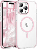 BENTOBEN Magnetic for iPhone 15 Pro Max Case 6.7", Compatible with Magsafe Military Shockproof Protective Bumper Cute Transparent Slim Anti-Yellowing Case for iPhone 15 Pro Max Cover, Clear Pink