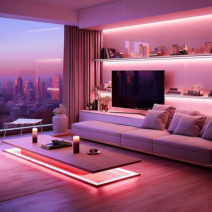 ZSLAIFU 5V USB LED Light Strip, COB LED Strip Lights, Pink 5V LED Lights, Small LED Strip Light, TV Lights for TV Under Cabinet Kitchen Living Room Shelving or Displays (Pink, 3.28ft)