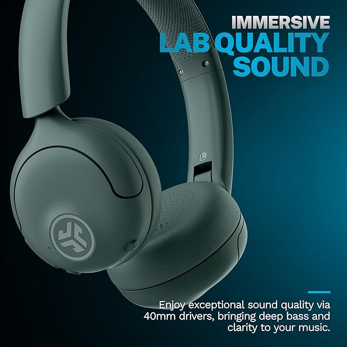 JLab, Go Lux ANC, On Ear Headphones, Hybrid Active Noise Cancelling, Bluetooth, Multipoint Connection, Sage