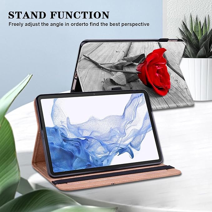 Case for iPad 11th Generation 11 Inch 2025 A16, iPad 10th Generation 10.9 inch 2022, Auto Wake/Sleep,Slim Stand Smart PU Leather Protective Cover - One Rose