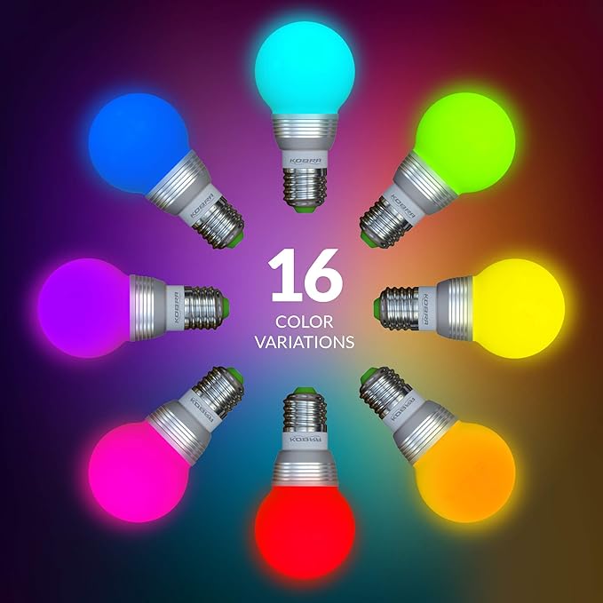 Kobra LED Color Changing Light Bulb with Remote Control - 16 Different Color Choices Smooth, Fade, Flash or Strobe Mode - Smart Remote Lightbulb - RGB & Multi Colored