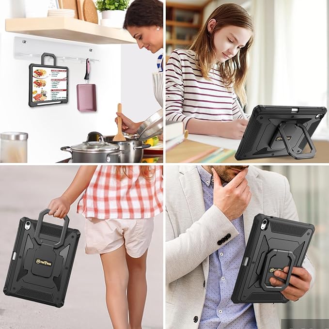 Fintie Case for iPad Air 11-inch M4/M3/M2 (2026/2025/2024), iPad Air 5th/4th Generation (2022/2020) 10.9 Inch - [Tuatara Magic Ring] 360 Degree Rotating Stand Cover with Screen Protector, Black