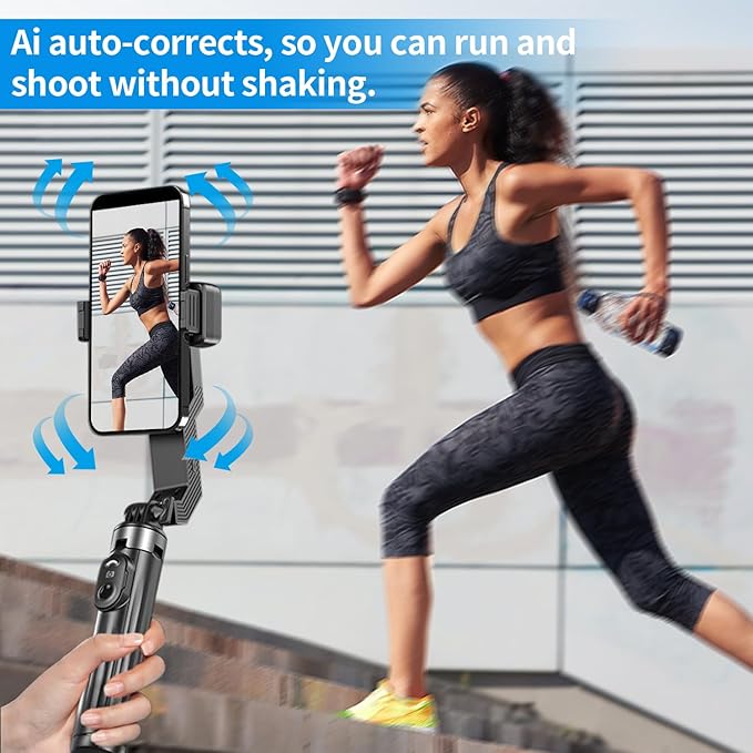 Smartphone Gimbal Stabilizer, 360° Rotation Single Axis Stabilizer with Light Remote Control for iPhone Andriod, 4 in 1 Selfie Stick Tripod for Vlog Live Broadcast TIK Tok YouTube Vlogging
