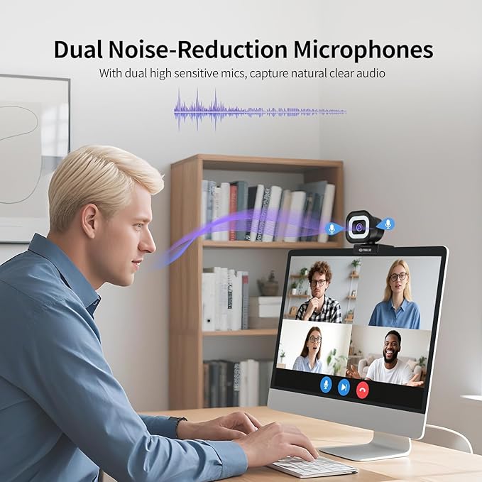 TOALLIN 4K Webcam with Ring Light, Remote Control, PDAF Autofocus, 1/2.5" Sensor & 12MP, Built-in Dual Mics, 5X Digital Zoom and Image Mirroring, Web Camera for Live-Streaming/Meetings/Video Calls