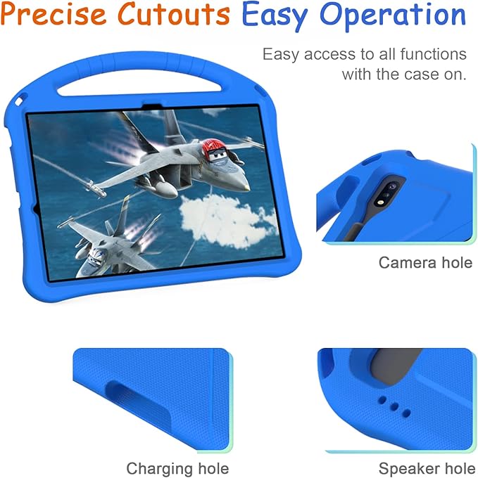 Kids Case for Samsung Galaxy Tab S10 Lite/S10 FE/S9 FE 10.9"/Tab S9/S8/S7 11", Techcircle Light Weight Shock Proof EVA Foam Handle Rugged Stand Protective Case, Blue