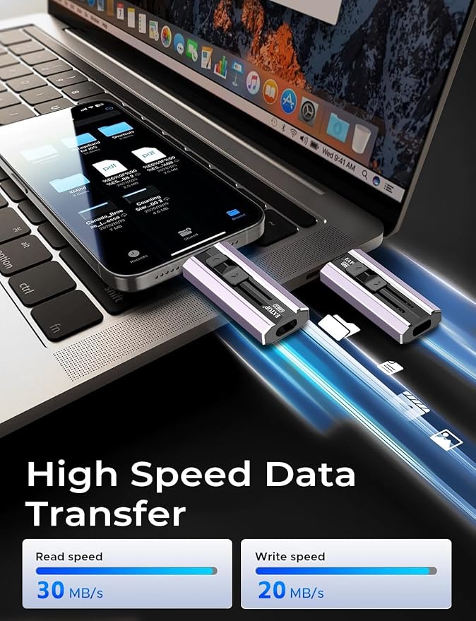 EATOP 256GB Dual Interface Flash Drive, No App Required, Portable USB Storage Memory Stick for iPhone, iPad, Android, PC & Mac – Easily Stores Photos, Videos & Files (Lavender Purple)