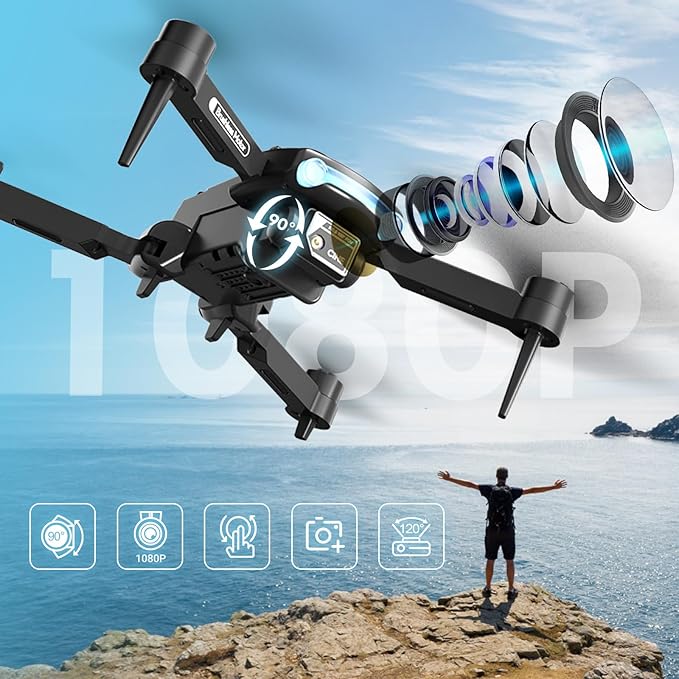 Drone with Camera for Adults 1080P HD,Mini Drone with Obstacle Avoidance 50 Min Long Flight Time,Foldable RC Quadcopter with Brushless Motor for Beginner,Dual Camera Drone from Techwonderz