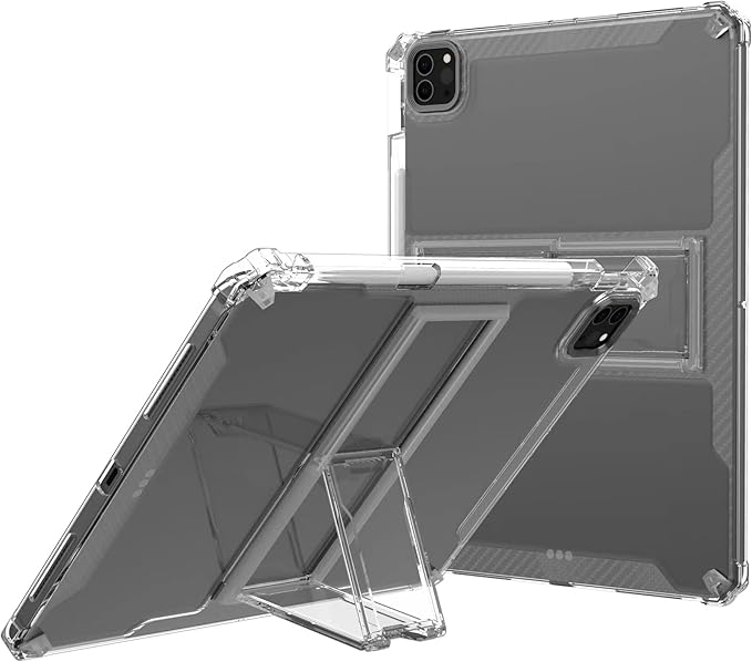 Clear Stand Case for iPad Air 5th/Air 4th Generation 10.9" (2022/2020) & iPad Pro 11 4th/3rd/2nd/1st Generation (2022/2021/2020/2018) Soft TPU Back Cover with Pencil Holder/Kickstand, Clear