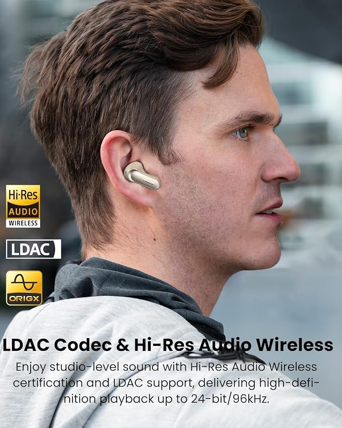 TOZO NC20 Pro Active Noise Cancelling Wireless Earbuds with Smart Touch Screen, LDAC Hi-Res Audio, Stereo Bass, 6 Mics AI Call Ear Buds, 80H Playtime, IPX8 Waterproof, 32 EQ via App, Wireless Charging