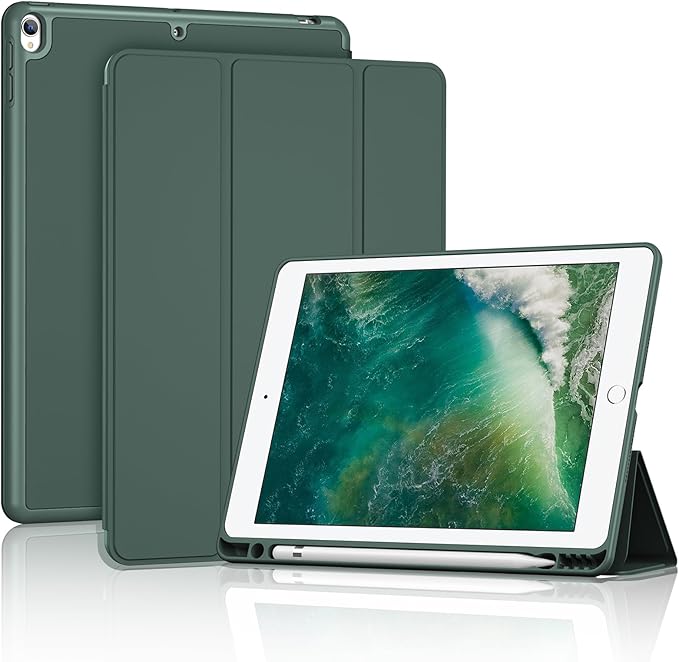 ProCase Smart Case for 10.5” iPad Air 3rd Generation 2019 / iPad Pro 2017, Slim Stand Cover with Pencil Holder Soft TPU Back for Air 3 -Mgreen