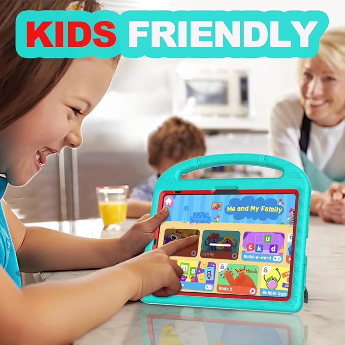 YIHE Kids Case for iPad A16 11th Generation (11" 2025) & 10th Gen (10.9" 2022) | Shockproof Tablet Cover with Built-in Screen Protector & Pencil Holder for iPad 10.9/11 Inch, Cyan Red