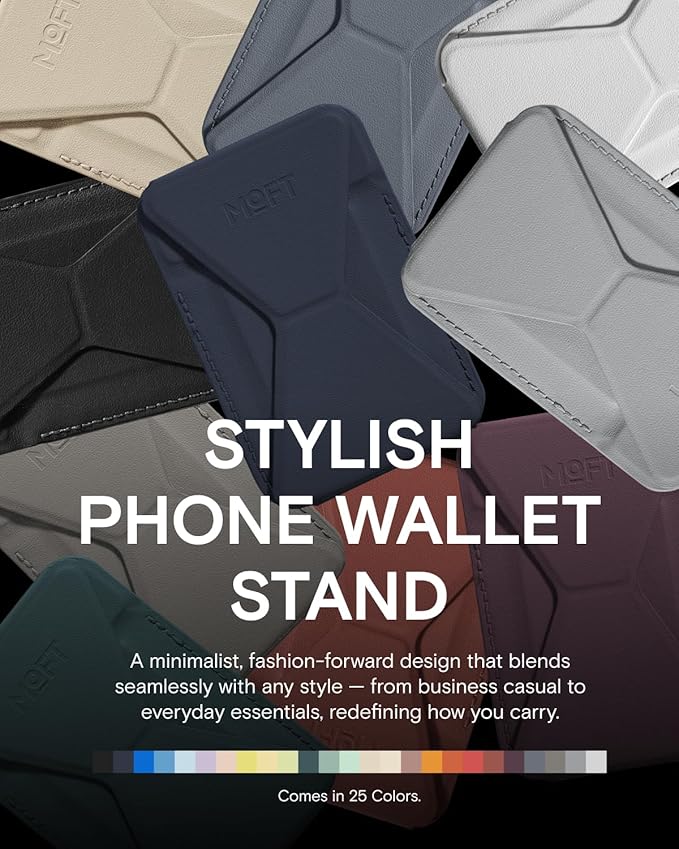 MOFT Magnetic Wallet Stand Compatible with iPhone 17/16/15/14/13/12 Series, Angle Adjustment & Magsafe Compatible MOVAS Phone Stand,Navy Blue