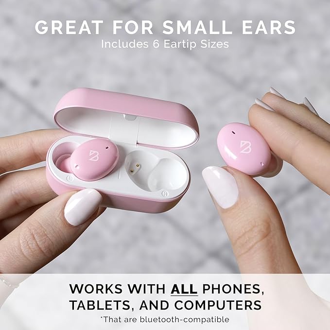 Back Bay Audio Tempo 30 Wireless Earbuds for Small Ears - Award-Winning Sound, Sweatproof Bluetooth Earbuds, Tech Fitness Gifts for Men, Comfortable Bluetooth Ear Buds for Women - Pink
