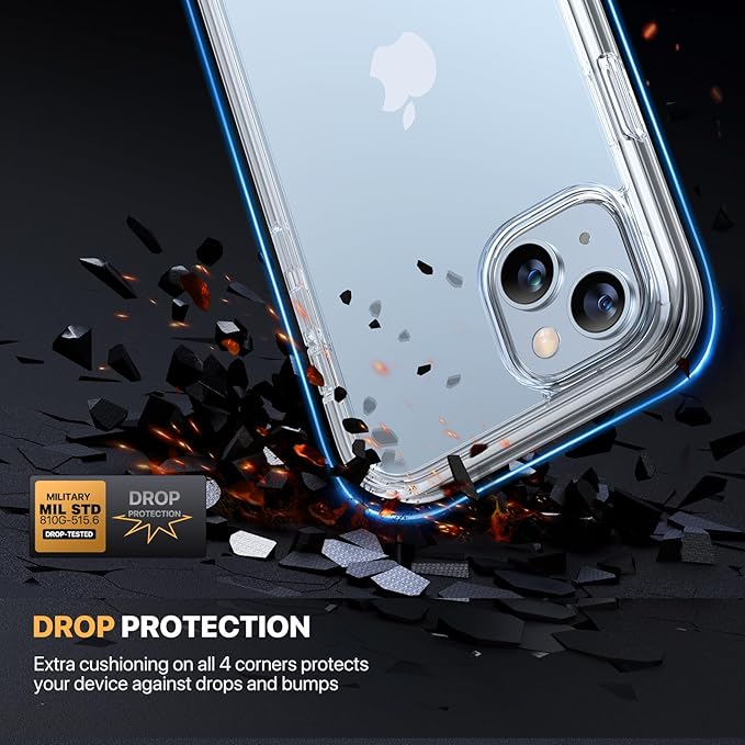 Diaclara Designed for iPhone 15 Case, Full Body Rugged Case with Privacy Built-in Touch Sensitive Anti-Scratch Screen Protector, with Camera Lens Protector for iPhone 15 6.1", Clear