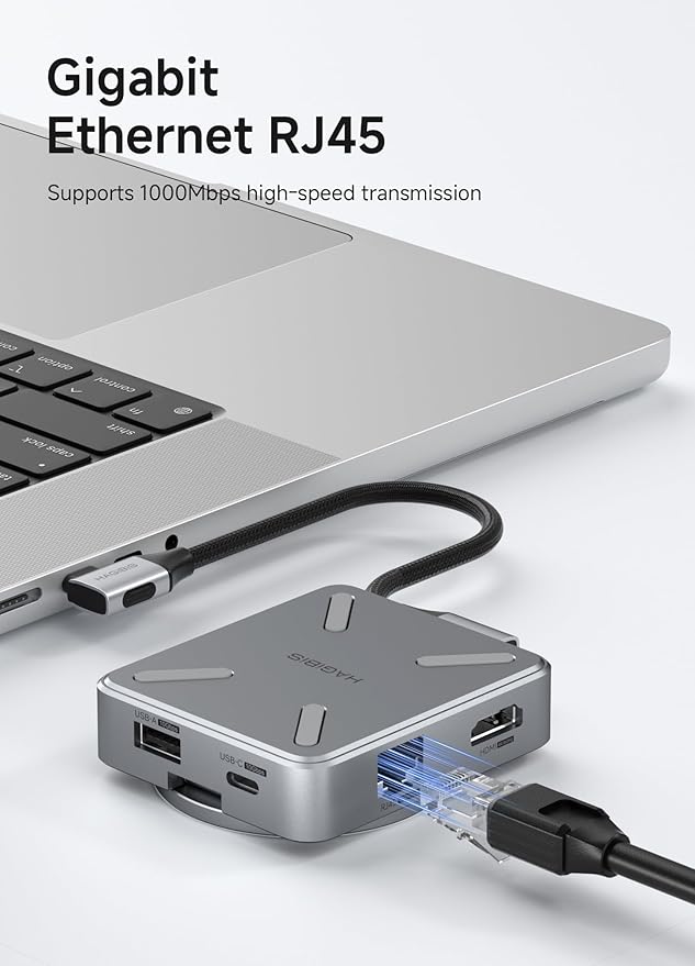 Hagibis Magnetic USB C Hub with M.2 NVMe 2230 SSD Enclosure and Magsafe Stand Holder for iPhone 17 16 15 Pro Max, Portable Type-C Docking Station 100W PD, 10Gbps USB3.2, SD/Micro SD3.0 (CMC10MC)