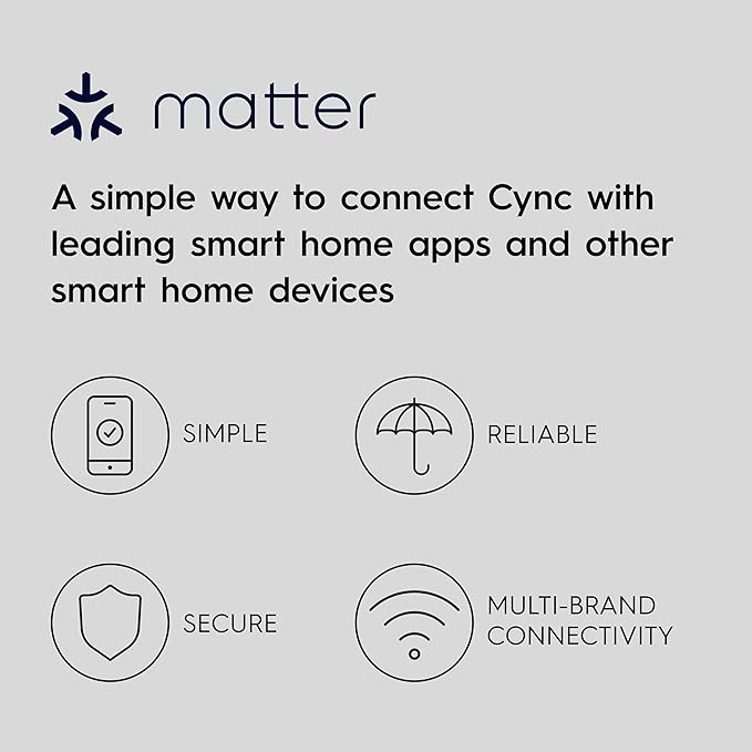 Cync Direct Connect A21 Smart LED Light Bulb, Color Changing Smart Lights, Matter Compatible, Compatible with Alexa and Google Home (4 Pack)