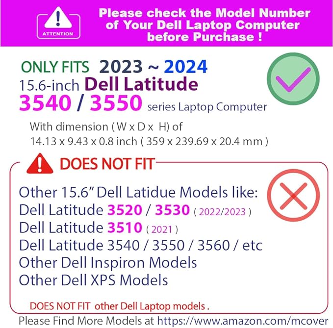 mCover Case Compatible ONLY with 2023-2024 15.6" Dell Latitude 3540/3550 Series Laptop Computer (NOT Fitting Any Other Dell Models) - Aqua