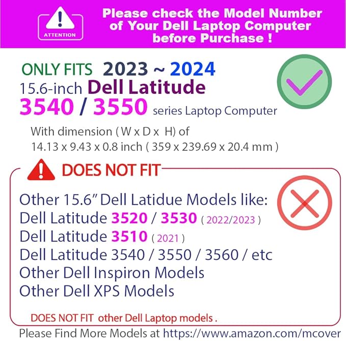 mCover Case Compatible ONLY with 2023-2024 15.6" Dell Latitude 3540/3550 Series Laptop Computer (NOT Fitting Any Other Dell Models) - Red