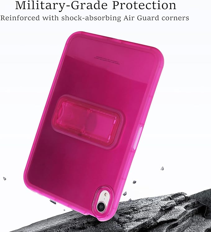 Slim Case for iPad mini 7 (A17 Pro) 2024/ Mini 6 8.3'', Built-in Kickstand Non-Slip Military Grade Drop Protection Rugged for iPad mini 7th 6th Generation, Rose
