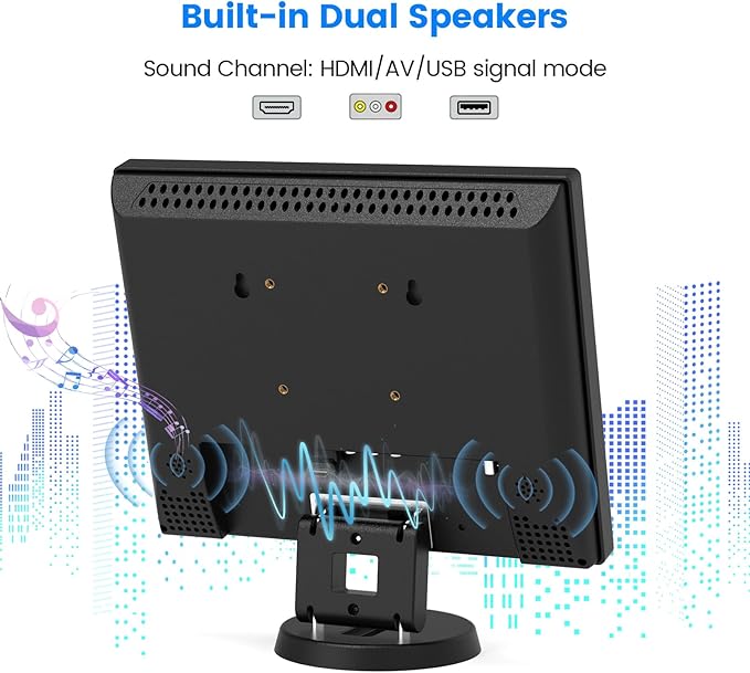 Eyoyo 12 Inch HDMI Monitor with BNC VGA AV HDMI Input 800x600 Portable 4:3 TFT LCD Mini HD Color Screen with Built-in Speaker