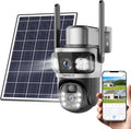 SANSCO 2K Dual Lens Solar Security Camera Wireless Outdoor, 2.4G & 5G WiFi, 360° PTZ Home Security Camera, 100% Wired Free, Spotlight Color Night Vision, 2-Way Audio, PIR Motion Detection, APP Alerts