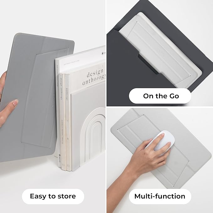 SenseAGE Laptop Stand for Desk, Office, Ergonomic Notebook Stand, Foldable & Portable Travel FlatStand, Lightweight, Anti-Slip, Compatible with MacBook Air, Pro, and Up to 15.4" Laptops (Charcoal)