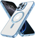 Hython Magnetic Clear for iPhone 16 Pro Case with Camera Lens Protector [Compatible with MagSafe] Luxury Plating Edge Slim Soft TPU Cover Protective Phone Case for iPhone 16 Pro, Matte Light Blue
